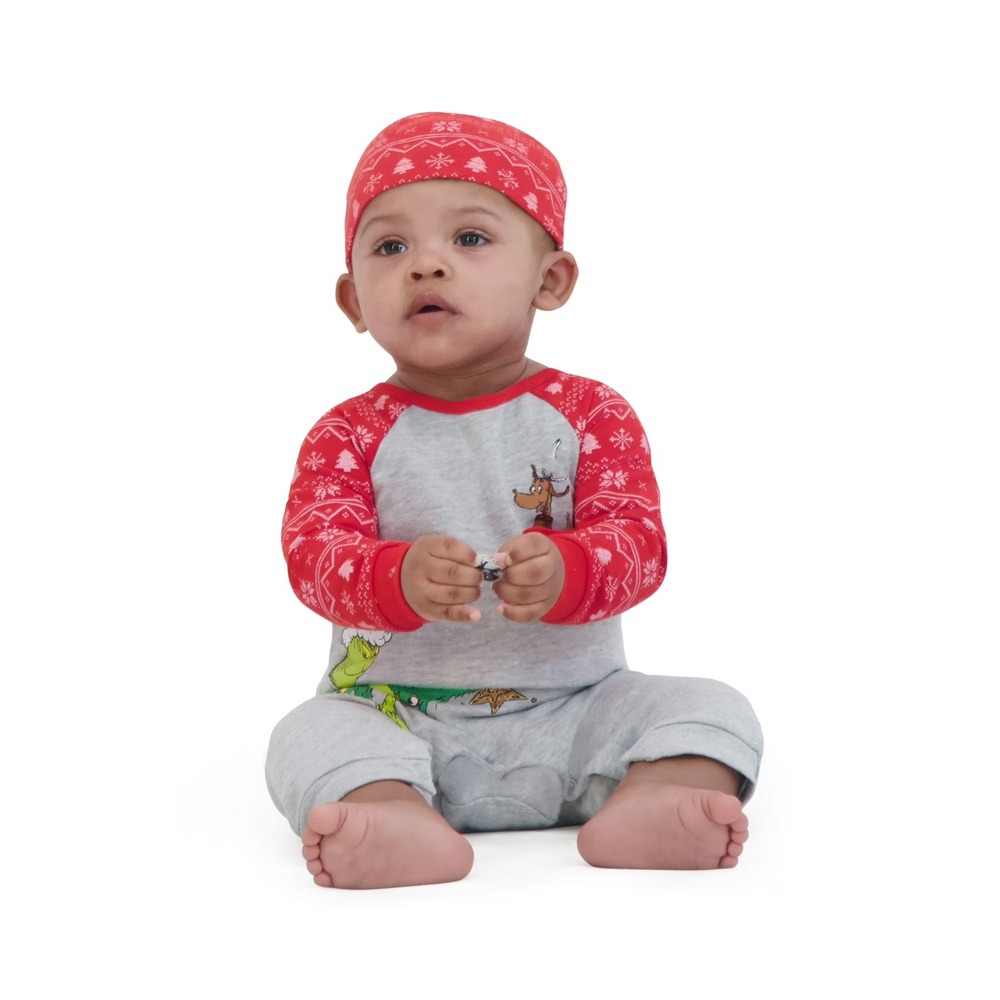 The Grinch Christmas Baby Coverall and Hat Light Grey Size 0-3 Months 2-Piece